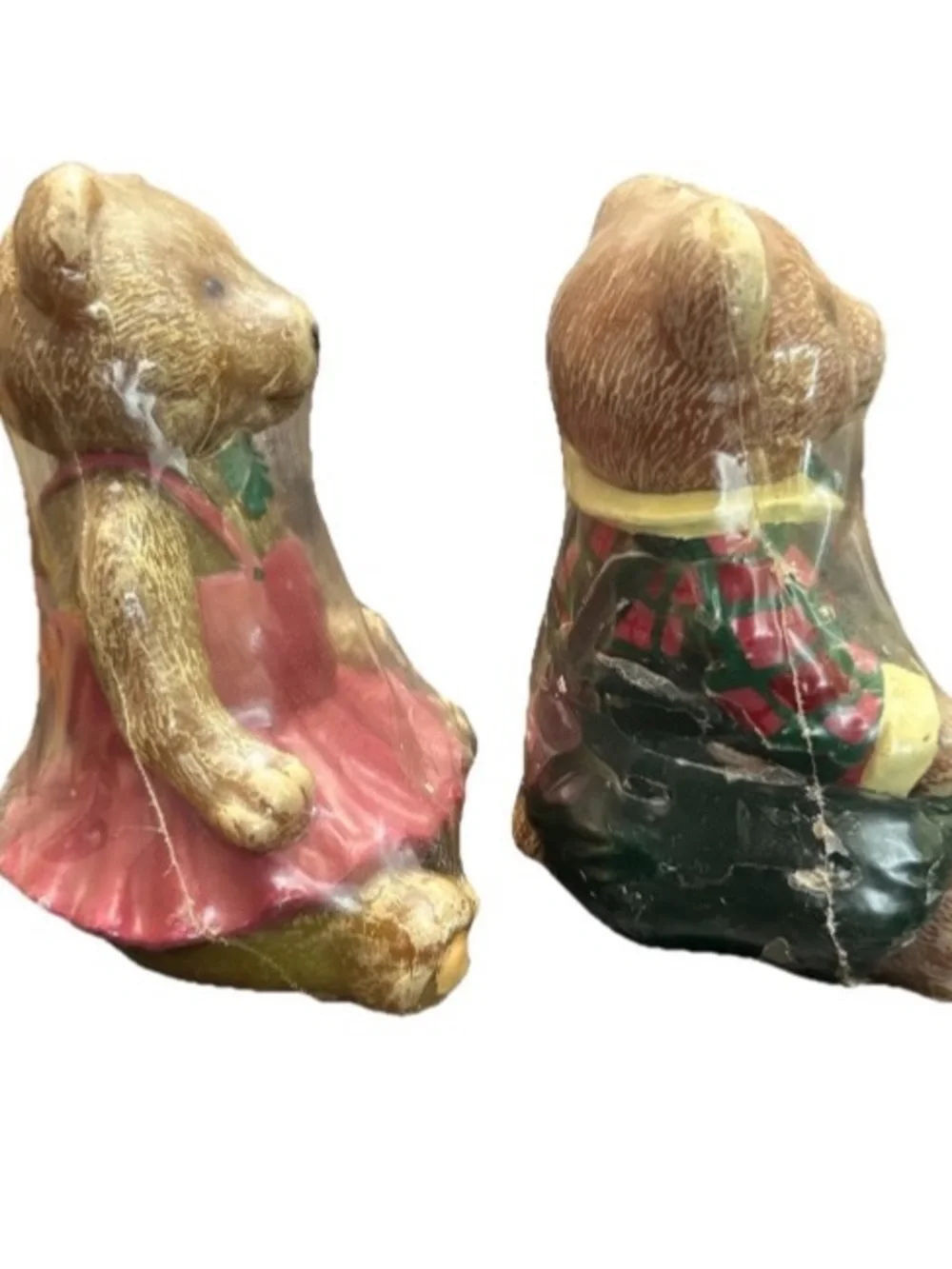 Vintage Teddy Bear Figural Candles Set Country Holiday Christmas Decor New